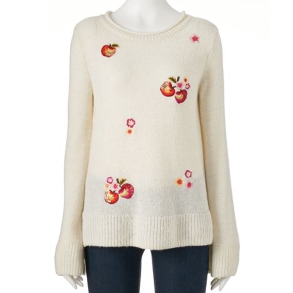 DISNEY'S SNOW WHITE By LC LAUREN CONRAD Sweater Apple Boatneck Sizes S M - Picture 2 of 6